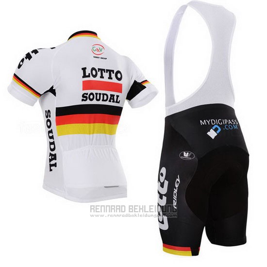 2015 Fahrradbekleidung Lotto Soudal Champion Deutschland Trikot Kurzarm und Tragerhose